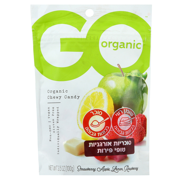 GO ORGANIC, סוכריות ג'לי אורגניות בטעמי פירות ,100 גרם