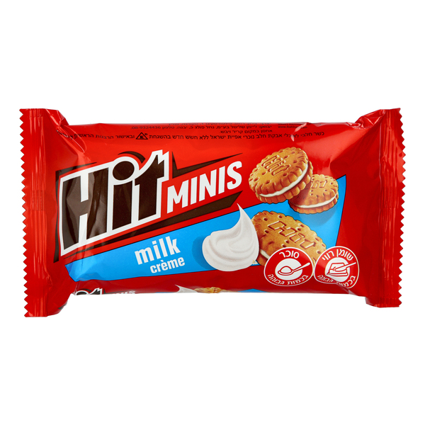 ביסקוויט היט מיניס במילוי קרם חלב 130 גרם