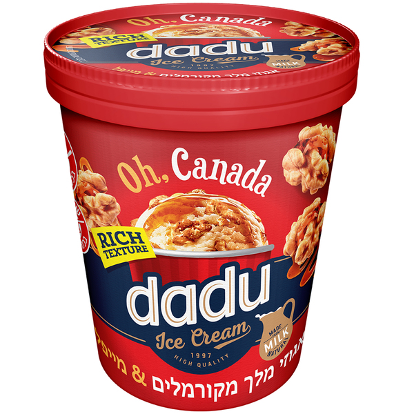 גלידה שמנת בטעם מייפל עם אגוזי מלך מקורמלים 310 גרם "dadu"