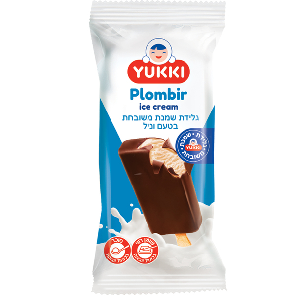 גלידת שמנת משובחת בטעם וניל בציפוי 65גר YUKKI