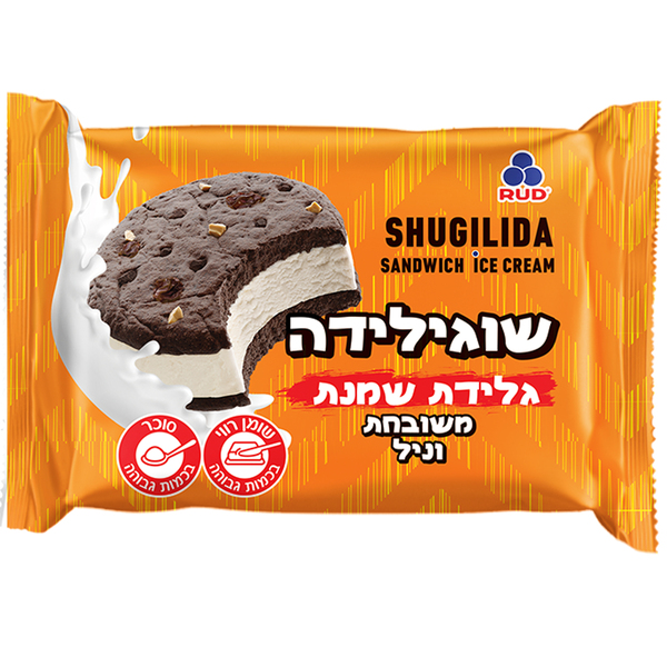 שוגילידה סנדוויץ' גלידת שמנת משובחת בטעם וניל 80 גרם RUD