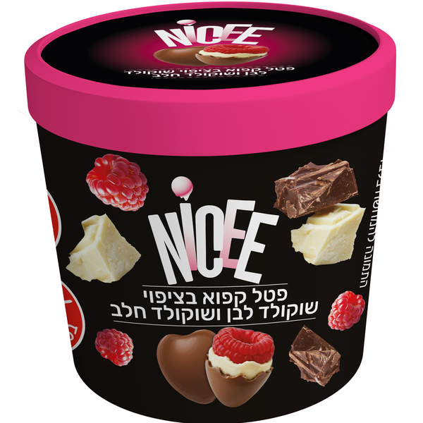פטל בציפוי שוקולד לבן ושוקולד חלב 140 גרם  NAICI