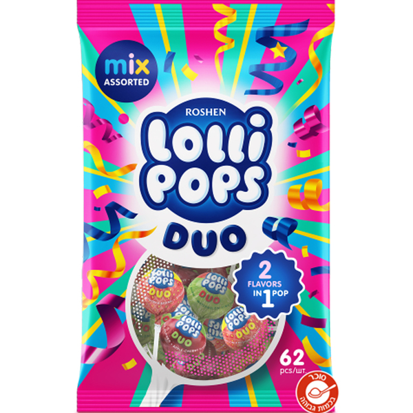סוכריות מקל רושן "LOLIPOPS GUM" קוקטייל 800 גר