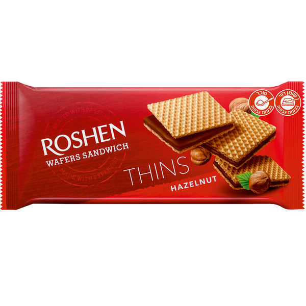 וופלים דקיקים רושן "THINS" בטעם אגוזי לוז  55 גר