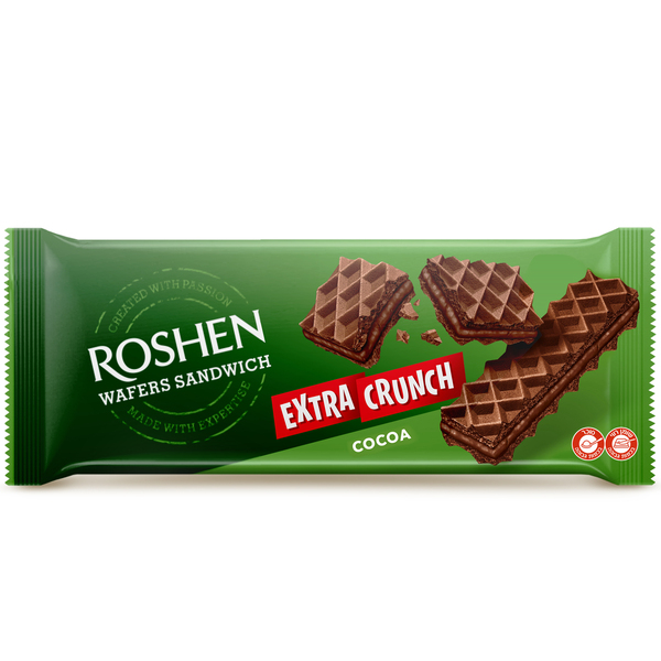 קראנצ' וופל רושן "CRUNCH" בטעם קקאו ממולאים קרם קקאו 142 גר