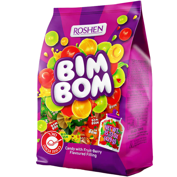 סוכריות במילוי בטעם פירות 429 גרם רושן BIM BOM