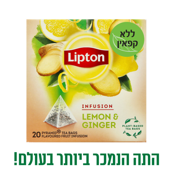 ליפטון פירמידה חליטת ג'ינג'ר ולימון 20 יחידות