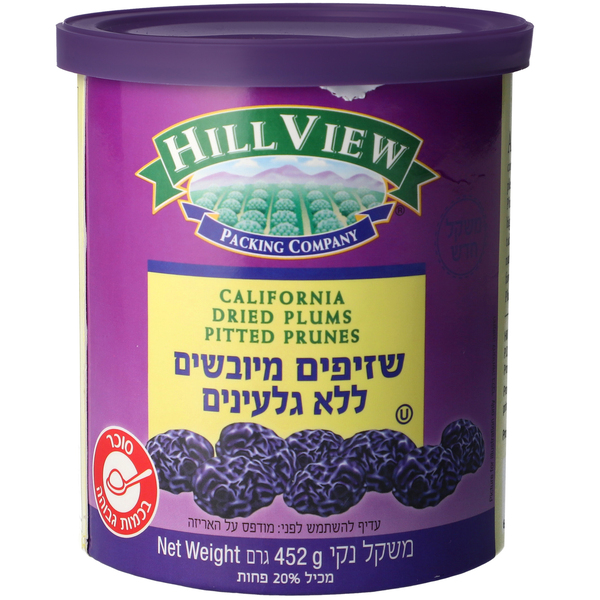 היל ויו שזיפים מיובש - מידע תזונתי