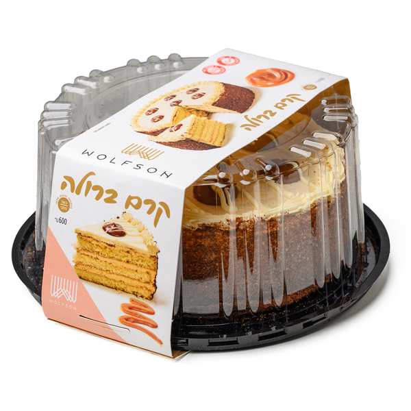 עוגת שכבות טורט בטעם וניל עם קרם בטעם קרם ברולה