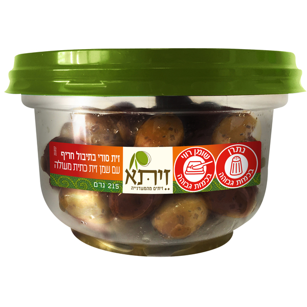 זית סורי בתיבול חריף עם שמן זית כתית מעולה 230ג