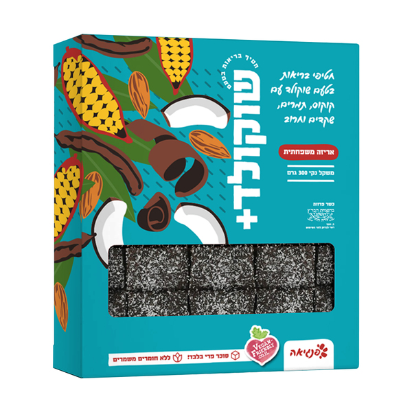 חטיפי ביס בטעם שוקולד עם קוקוס, תמרים,שקדים וחרוב