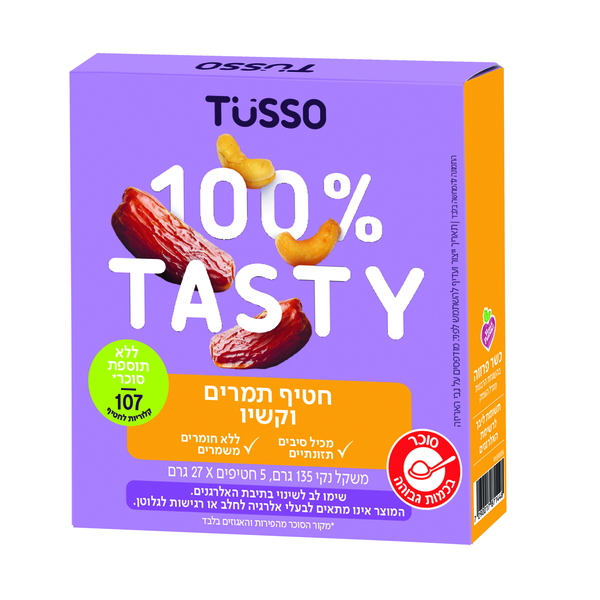 טוסו חטיף תמרים וקשיו ללא תוספת סוכר