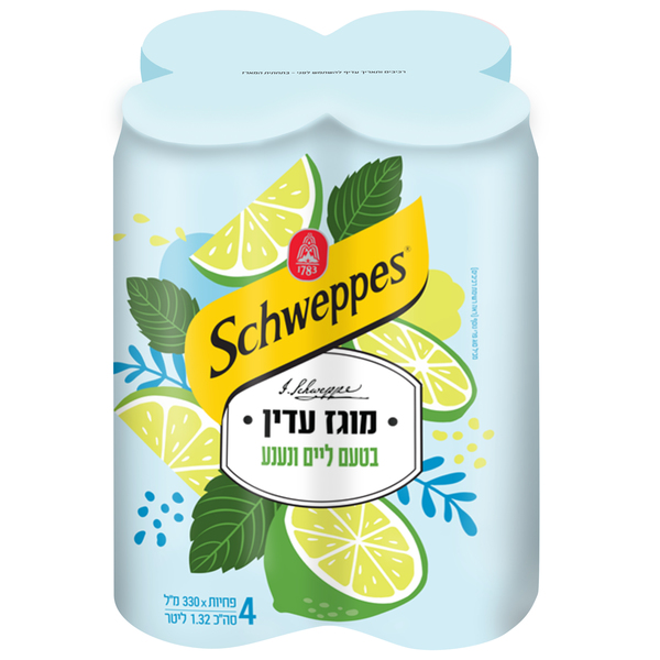 שוופס מוגז עדין ליים ונענע 330 מ"ל פחית (4)