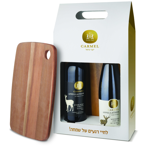 מארז חג זוג יינות סדרה אזורית ובוצ'ר עץ