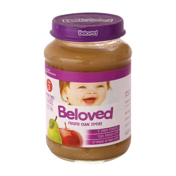 BELOVED מחית אגס ותפוח ללא סוכר 190 גרם