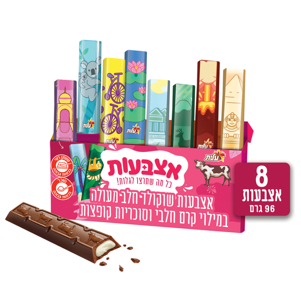 אצבעות שוקולד חלב וסוכריות קופצות מגדים