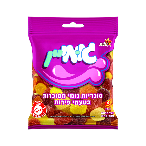 עלית סוכריות גומי מסוכרות בטעמי פירות 100 גר'
