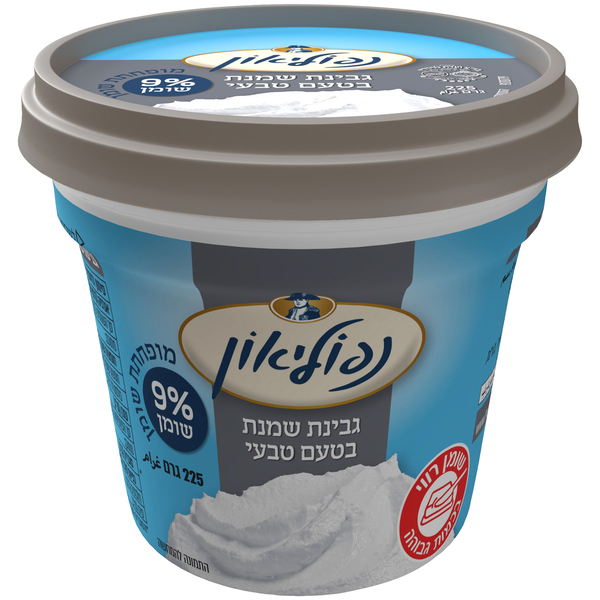 גבינת שמנת בטעם טבעי, 9% שומן 225 גרם נפוליאון