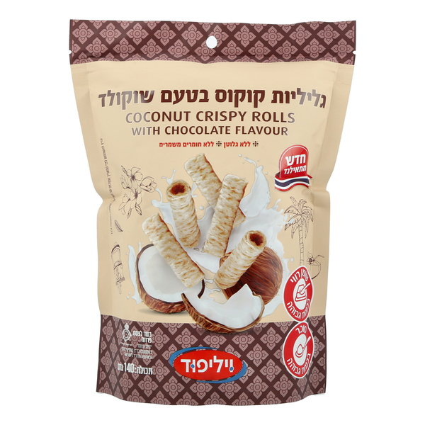 גליליות קוקוס בטעם שוקולד 140 גרם
