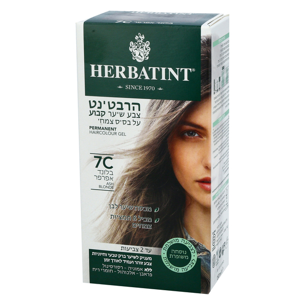 הרבטינט צבע שיער קבוע על בסיס צמחי   7C בלונד אפרפר 150 מל
