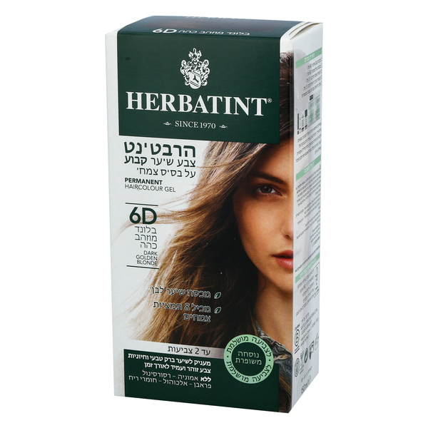 הרביטנט צבע שיער קבוע על בסיס צמחי 6D בלונד מוזהב כהה 150 מל