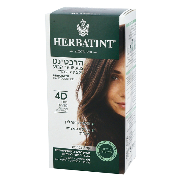 הרבטינט צבע שיער קבוע על בסיס צמחי   4D חום מוזהב 150 מל