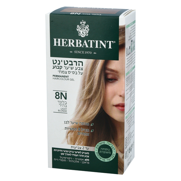 הרביטנט צבע שיער קבוע על בסיס צמחי 8N בלונד בהיר 150 מל