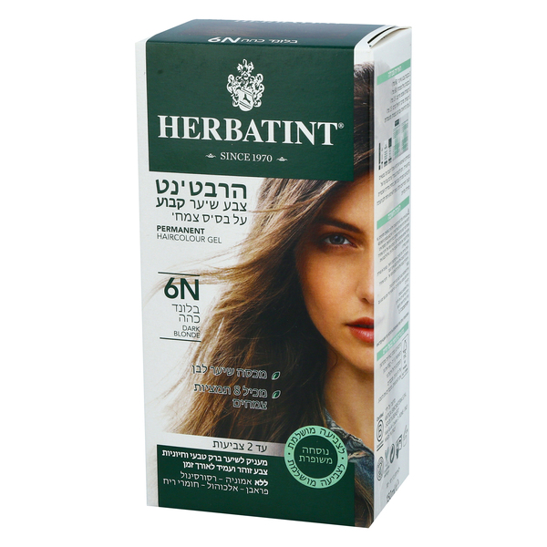 הרביטנט צבע שיער קבוע על בסיס צמחי  6N בלונד כהה 150 מל