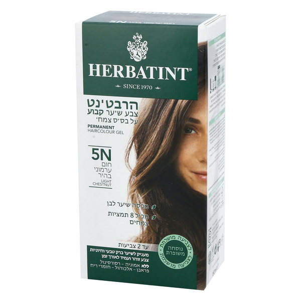 הרבטינט צבע שיער קבוע על בסיס צמחי 5N חום ערמוני בהיר 150 מל