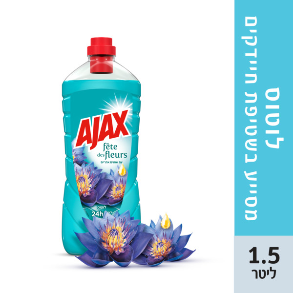 אג'קס חגיגת הפרחים נוזל לניקוי כללי ורצפות בניחוח פרחי לוטוס 1.5 ליטר