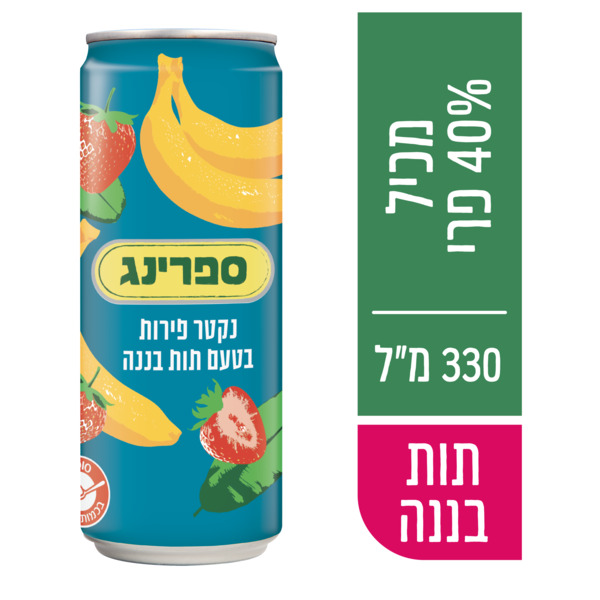 נקטר ספרינג פחית תות-בננה 330מ"ל - מידע תזונתי