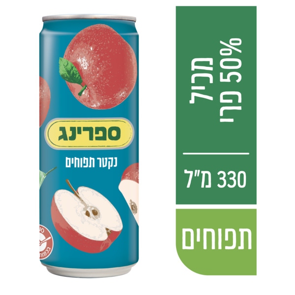 נקטר ספרינג פחית תפוחים 330מ"ל - מידע תזונתי