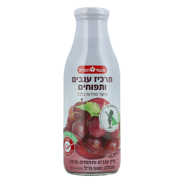 תרכיז תפוחים וענבים טבעי 500מ"ל - מידע תזונתי