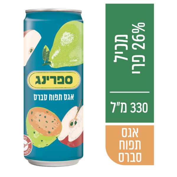 נקטר ספרינג פחית אגס תפוח סברס 330מ"ל - מידע תזונתי
