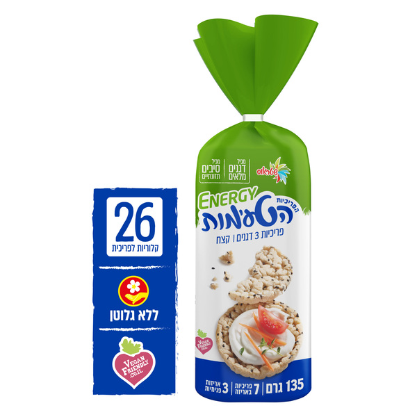 פריכיות הטעימות קצח ודגנים 135גר - מידע תזונתי