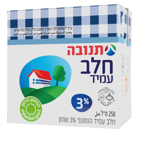 חלב עמיד 3% 250 מל - מידע תזונתי