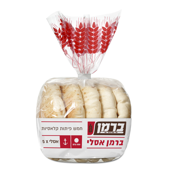 פיתה אסלי ברמן חמישיה 500 גר - מידע תזונתי