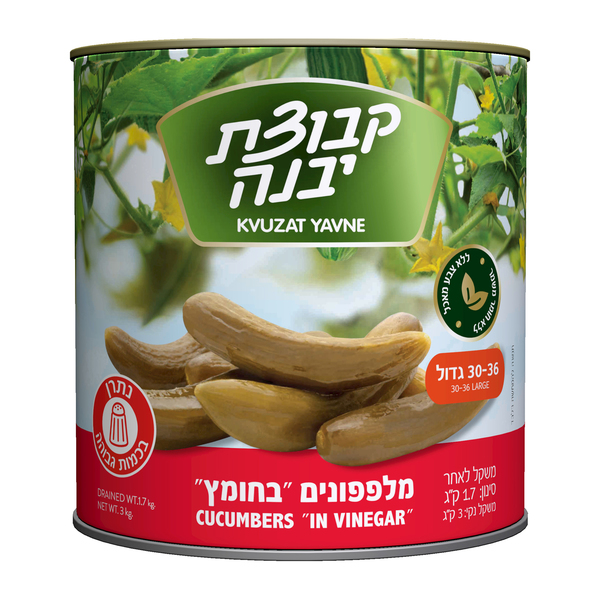 מלפפון חומץ 36-30 10-A  3 ק"ג  יבנה