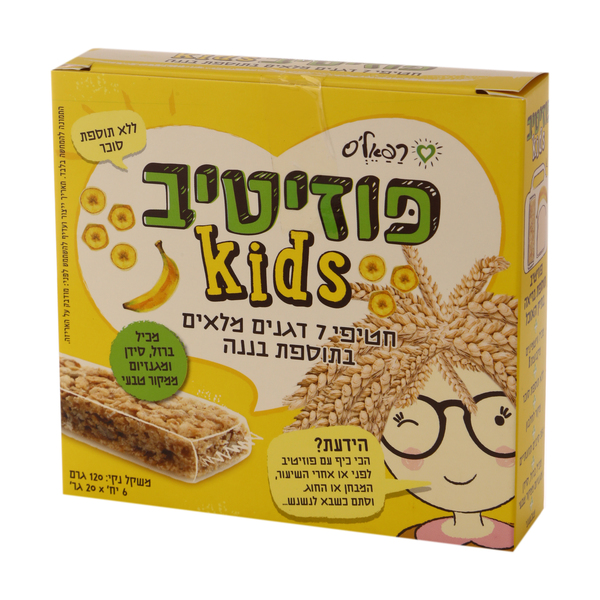 חטיף פוזיטיב קידס בננה 120 גר שישייה - מידע תזונתי