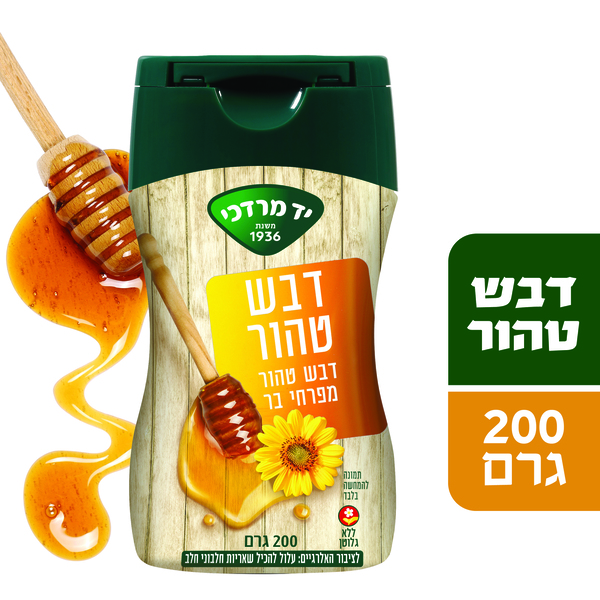דבש טהור לחיץ יד מרדכי 200 גר - מידע תזונתי