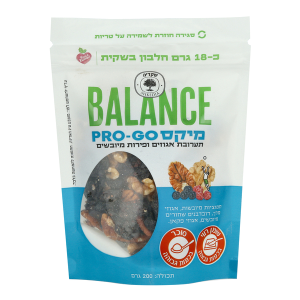 תערובת אגוזים ופירות מיקס פרו גו 200 גר - מידע תזונתי