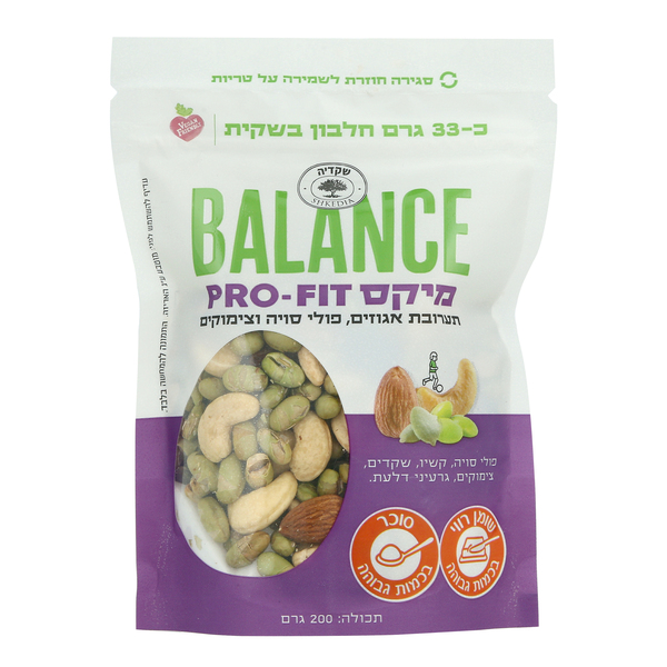 תערובת אגוזים ופירות מיקס פרו פיט 200 גר - מידע תזונתי