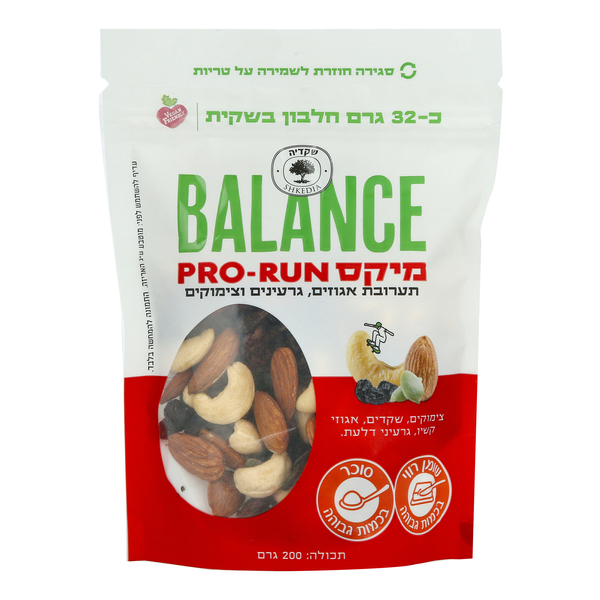 תערובת אגוזים ופירות מיקס פרו ראן 200 גר - מידע תזונתי