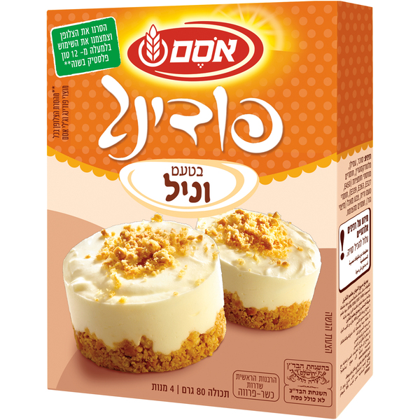 פודינג בטעם וניל 80 גר` אסם - מידע תזונתי