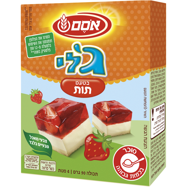 אבקה להכנת ג`לי בטעם תות אסם (90 גרם) - מידע תזונתי