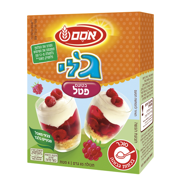 אבקה להכנת ג`לי בטעם פטל אסם (85 גרם) - מידע תזונתי