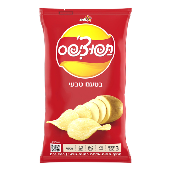 חטיף צ`יפס בטעם טבעי תפוצ`יפס (200 גרם) - מידע תזונתי