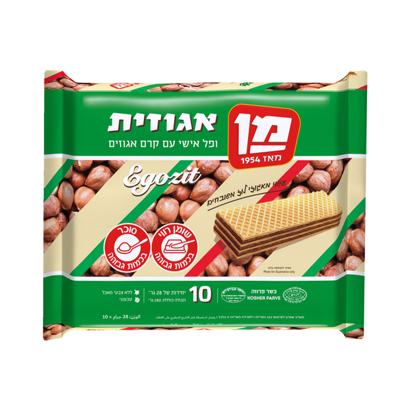 וופל אגוזית 10יח*28גר מן - מידע תזונתי