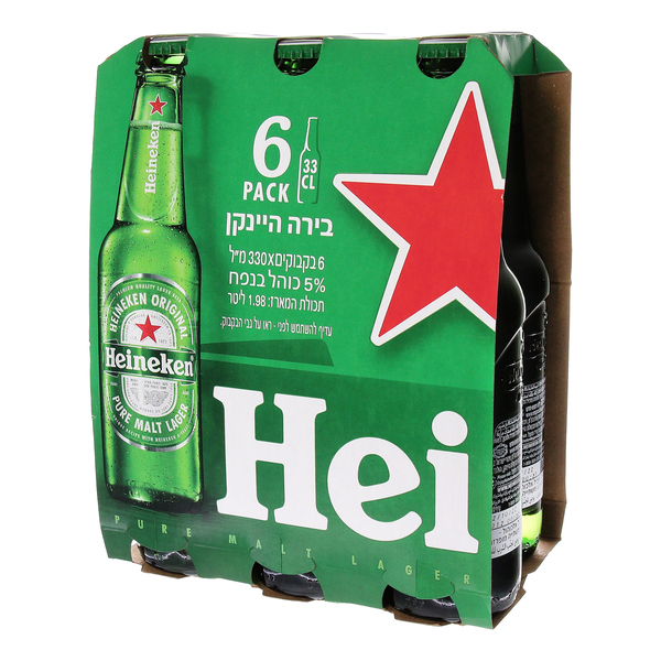 ערכים תזונתיים בירה הייניקן 330 מל בקבוק שישייה