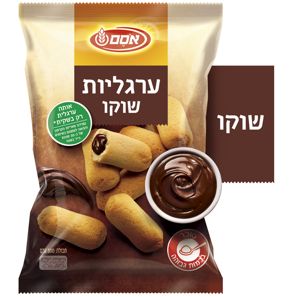 ערגליות שוקו אסם (300 גרם) - מידע תזונתי